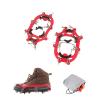 LINXGR Kids 11 Teeth Crampons for Hiking Shoes and Boots Anti-Slip Ice Cleats Camping Walking Cleats Child Unisex with Stainless Steel Chains (Red, Small for Toddler/Little Kids) view 1