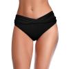 Trendy Friday Womens Swim Shorts Cheeky Bikini Bottom Tankini Swim Skirt Ruched Beach Skorts Solid Swimming Pants (A08 Black, Medium) view 1