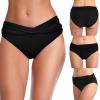 Trendy Friday Womens Swim Shorts Cheeky Bikini Bottom Tankini Swim Skirt Ruched Beach Skorts Solid Swimming Pants (A08 Black, Medium) view 2