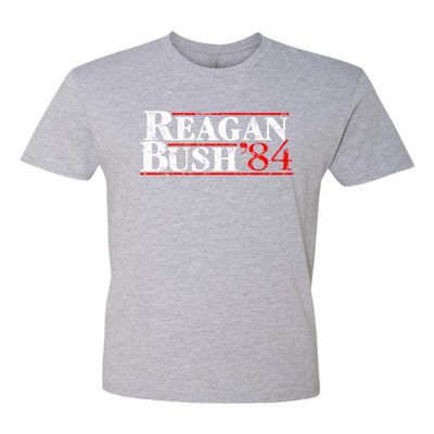 Go All Out 3X-Large Dark Heather Gray Mens Reagan Bush 1984 Republican Campaign Deluxe Soft T-Shirt