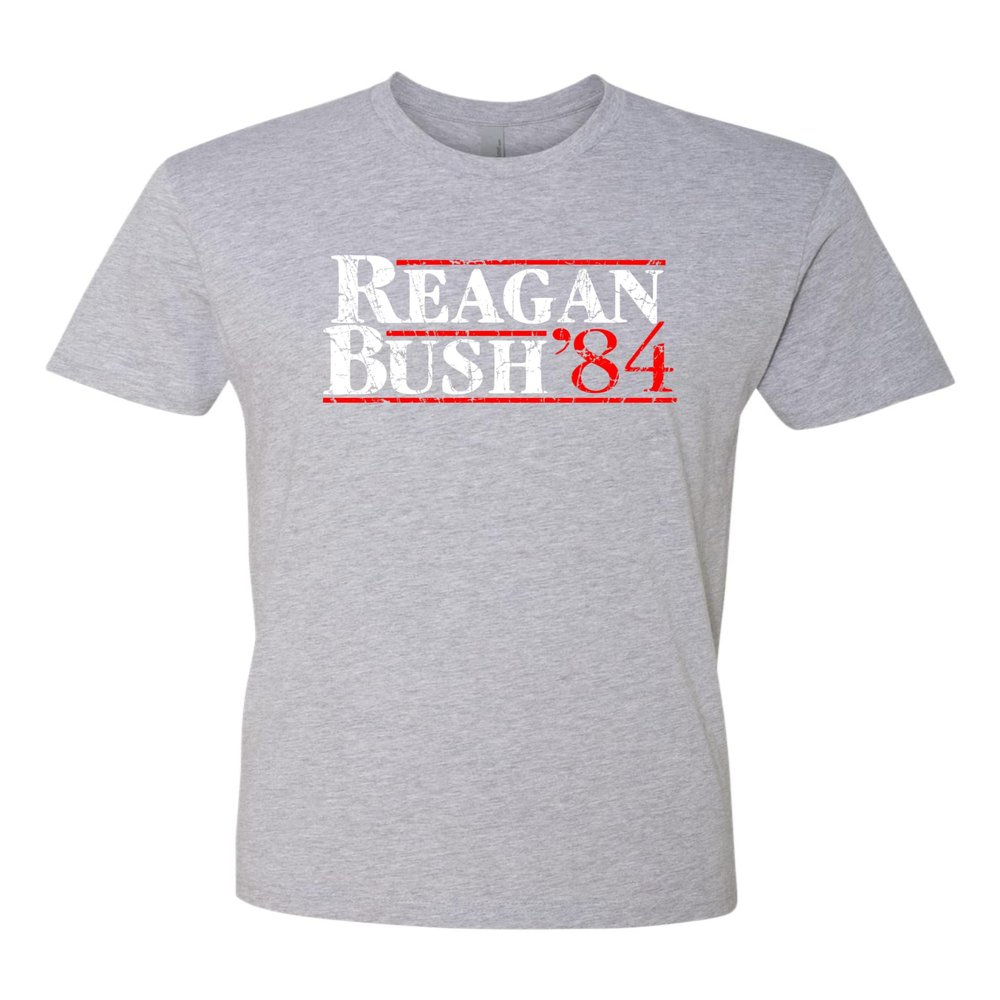 Go All Out 3X-Large Dark Heather Gray Mens Reagan Bush 1984 Republican Campaign Deluxe Soft T-Shirt