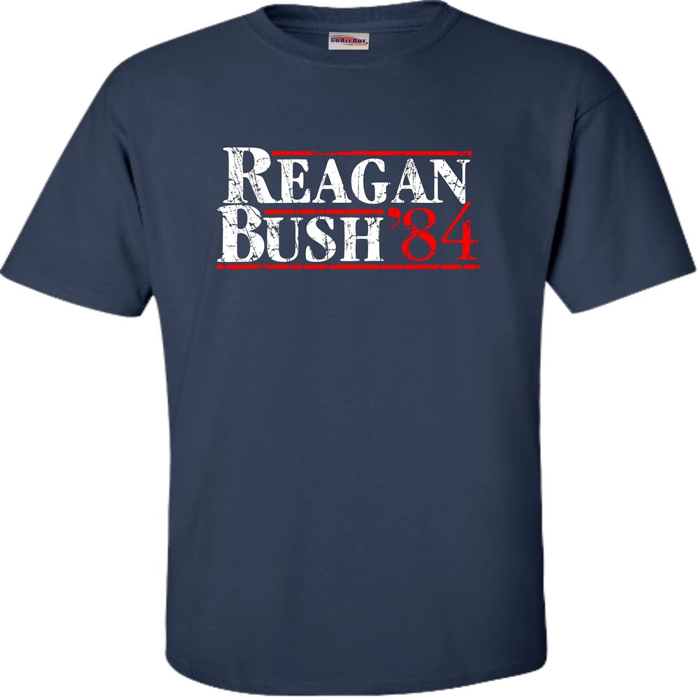 Go All Out XX-Large Navy Blue Adult Reagan Bush 1984 Republican Campaign T-Shirt