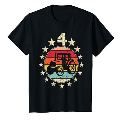4th Birthday Tractor Fourth 4 Year Old Birthday Boy Girl T-Shirt