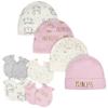 Gerber Baby Girls Cap and Mitten Sets 8pc Pink Princess Newborn view 1