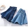 EISHOW Toddler Baby Girls Cute Denim Shorts Ruffles Pleated Shorts Kids Baby Comfortable Workout Skirt Shorts Jeans Skort (Dark Blue,6-7Y,6 Years,7 Years) view 3