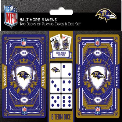 MasterPieces Baltimore Ravens NFL 2-Pack Playing Cards & Dice Set - Premium Quality Educational and Fun Activity for Kids and Families - Great Gift Idea for Holidays Birthdays and Everyday Playtime