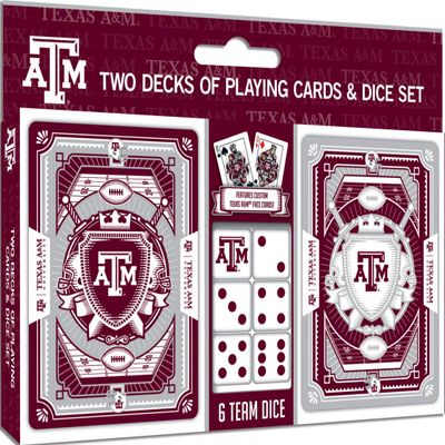 MasterPieces Game Day - NCAA Texas A&M Aggies 2-Pack Playing Cards & Dice Pack - Officially Licensed Set for Adults and Family