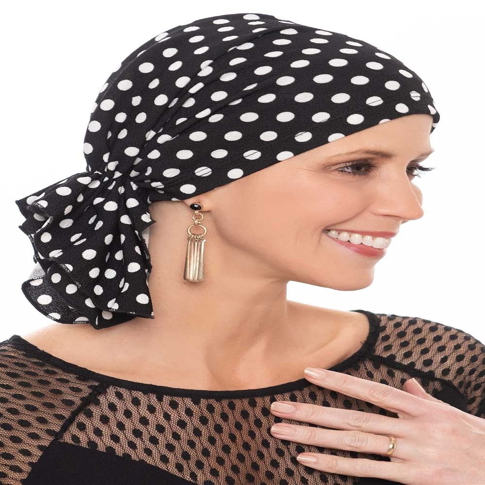 Headwear for Large Heads - Cardani Large Viscose from Bamboo Slip On Scarf - Luxury Bamboo - Polka Dot