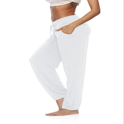 DIBAOLONG Womens Yoga Pants Wide Leg Comfy Drawstring Loose Straight Lounge Running Workout Legging White XS