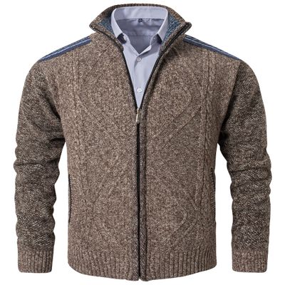 VtuAOL Cardigan Sweaters for Men Soft Thick Slim Fleece Lined Knitted Sweaters Coffee US 2XL