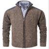 VtuAOL Cardigan Sweaters for Men Soft Thick Slim Fleece Lined Knitted Sweaters Coffee US 2XL view 1