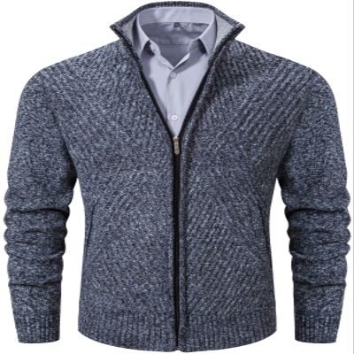 VtuAOL Men's Slim Zip Up Sweater Thick Knitted Casual Cardigan Sweaters with Pockets Dark Grey US S