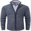 VtuAOL Men's Slim Zip Up Sweater Thick Knitted Casual Cardigan Sweaters with Pockets Dark Grey US S view 1
