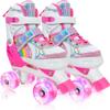 Toddler Roller Skates Rainbow Unicorn for Little Girls Ages 3 4 5 6 - Quad Skates for Child - Adjustable All Light up Wheels, Birthday Gift for Daughter Granddaughter view 1