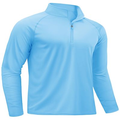 TACVASEN Long Sleeve Swim Shirts for UPF 50+ Sun Protection Shirts Quick Dry Rash Guard Outdoor 1/4 Zip T-Shirts Waterfall Blue M