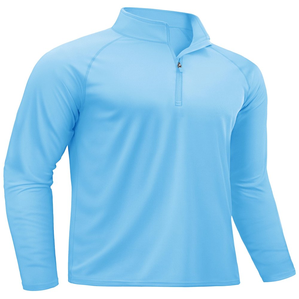 TACVASEN Long Sleeve Swim Shirts for UPF 50+ Sun Protection Shirts Quick Dry Rash Guard Outdoor 1/4 Zip T-Shirts Waterfall Blue M