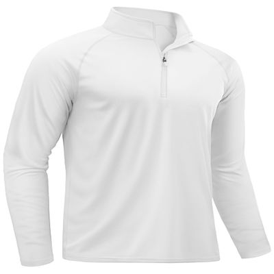 TACVASEN Golf Shirts Men UV Protection Long Sleeve Quick Dry Fit Athletic Workout Hiking Sun Protection Athletic T-Shirts White