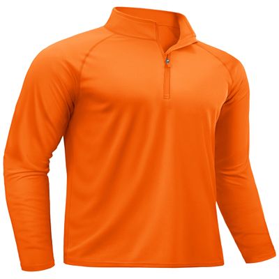 TACVASEN Running Shirts for Men Long Sleeve UV Protection 1/4 Zip Shirts for Athletic Summer Tops for Mens Rash Guard Golf T-Shirts Orange L