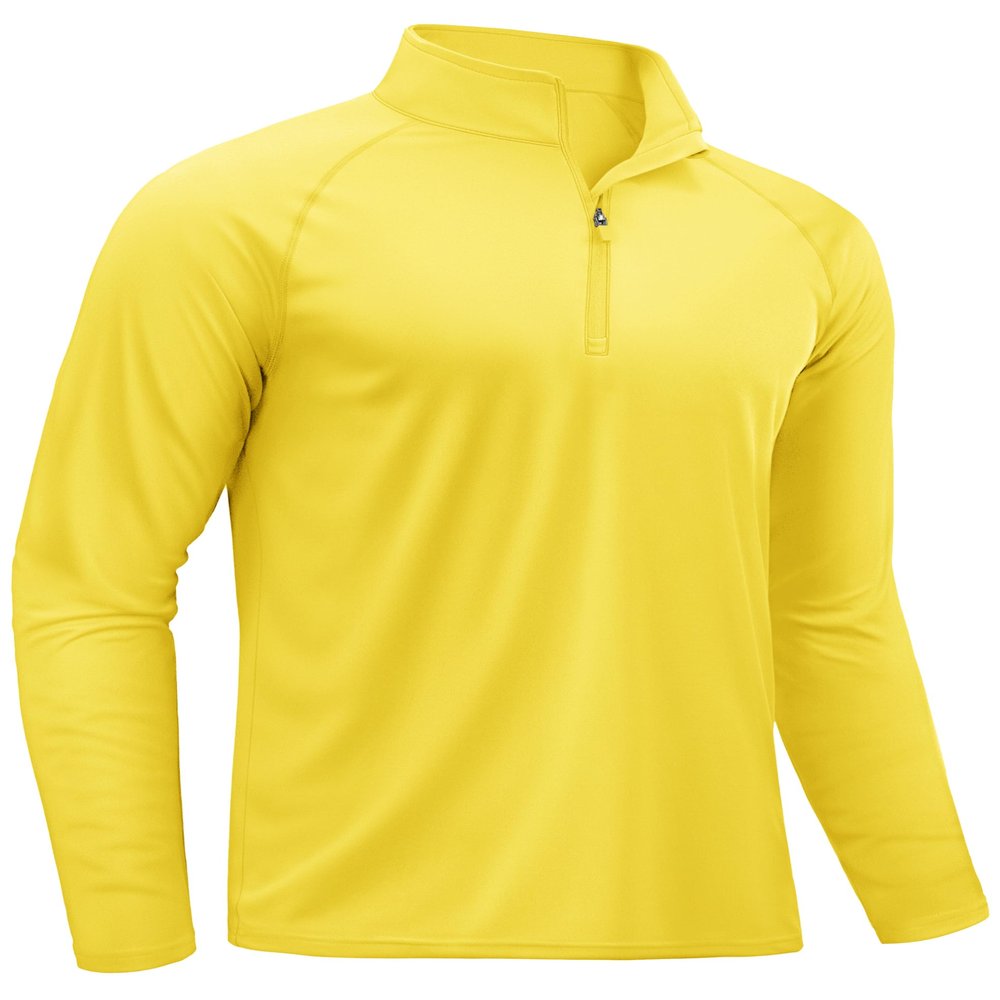 TACVASEN Swim Shirts for Men Rash Guard Sun Shirt Long Sleeve Dry Fit Mens Sun Protection Cooling Athletic UV T-Shirts Outdoor Yellow S