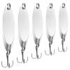 FREGITO 5pcs Fishing Spoons, Trout & Bass Lures, Hard Metal Spinner Baits (Silver-A) view 1