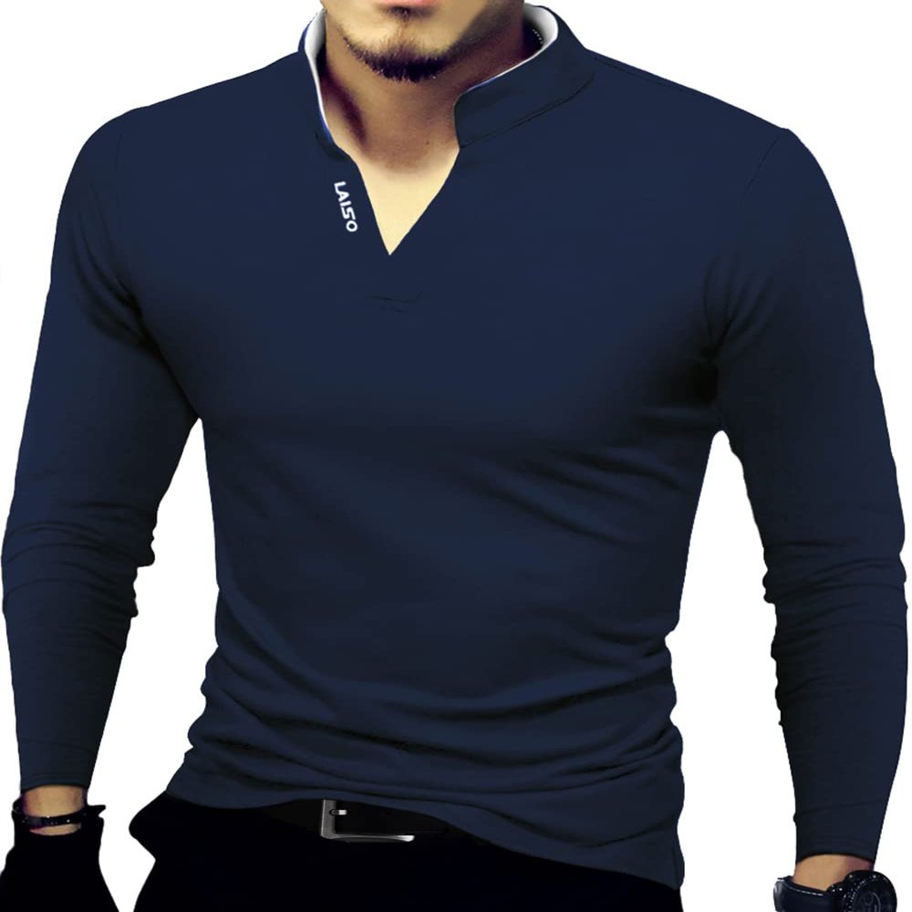 LOGEEYAR Mens Fashion Polo Henley Shirts Short/Long Sleeve Casual T-Shirts Slim Fit Cotton Polo Shirts for Men