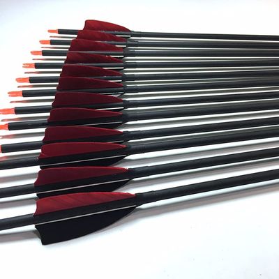 24pc ID 6.2mm .244" Custom Length 22-30 Inch Carbon Arrows Spine 500 Target Practice & Hunting Arrow Rotatable Nock for Recurve Bow Compound Bow Adult Youth Shooting