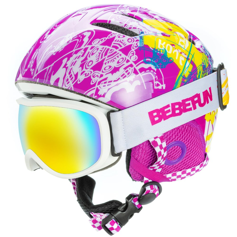 BeBeFun Toddler and Kids Ski Helmet Snowboarding Helmet with Goggles for Snow Activity Ultra Lightweight Comfort and Warmth Small Size ASTM & CE Certified Suggest 2-6years