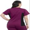 Cherokee V-Neck Knit Panel Scrub Top for Women Modern Classic Fit with Stretch Side Panels & Kangaroo Pocket - WW2875, M, Wine view 4