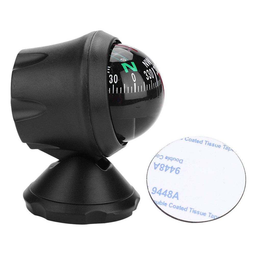 Kuuleyn Spherical Rotating Compass Adjustable ABS Material with On-Board Dashboard Sticky Electronic Compass Ocean Exploration for Ships Trucks Cars Night Vision Guide Tool