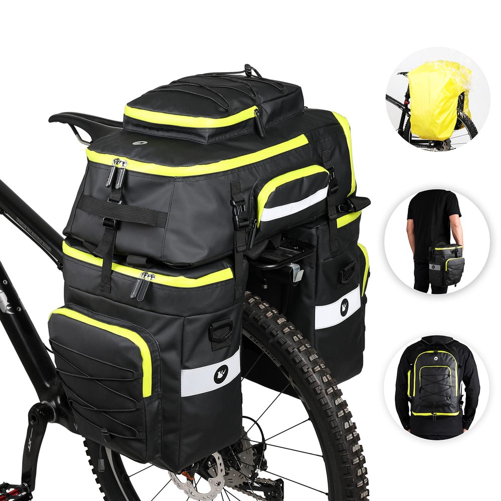 Rhinowalk 3 IN 1 Bike Pannier Bag Multifunctional Bicycle Rear Rack Carrier Bag Backpack with Raincover