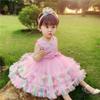 AVAZU 3M-6T 3D Colorful Flower Toddler Baby Girls Wedding Pageant Layered Dresses Wedding Birthday Party Tutu Gown with Headwear Pink 120 view 2