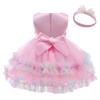 AVAZU 3M-6T 3D Colorful Flower Toddler Baby Girls Wedding Pageant Layered Dresses Wedding Birthday Party Tutu Gown with Headwear Pink 120 view 4
