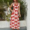BAIKUTOUAN Maple Leaf Canada CA Flag Long Dress for Women Summer Printed Sleeveless view 3