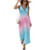 BAIKUTOUAN Transgender Flag Colors Long Dress for Women Summer Printed Sleeveless view 1