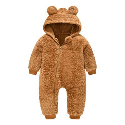Mokitoni Blue Baby Romper Snowsuit Bear Onesie Cartoon Coat Fleece Jumpsuit 6-12 months