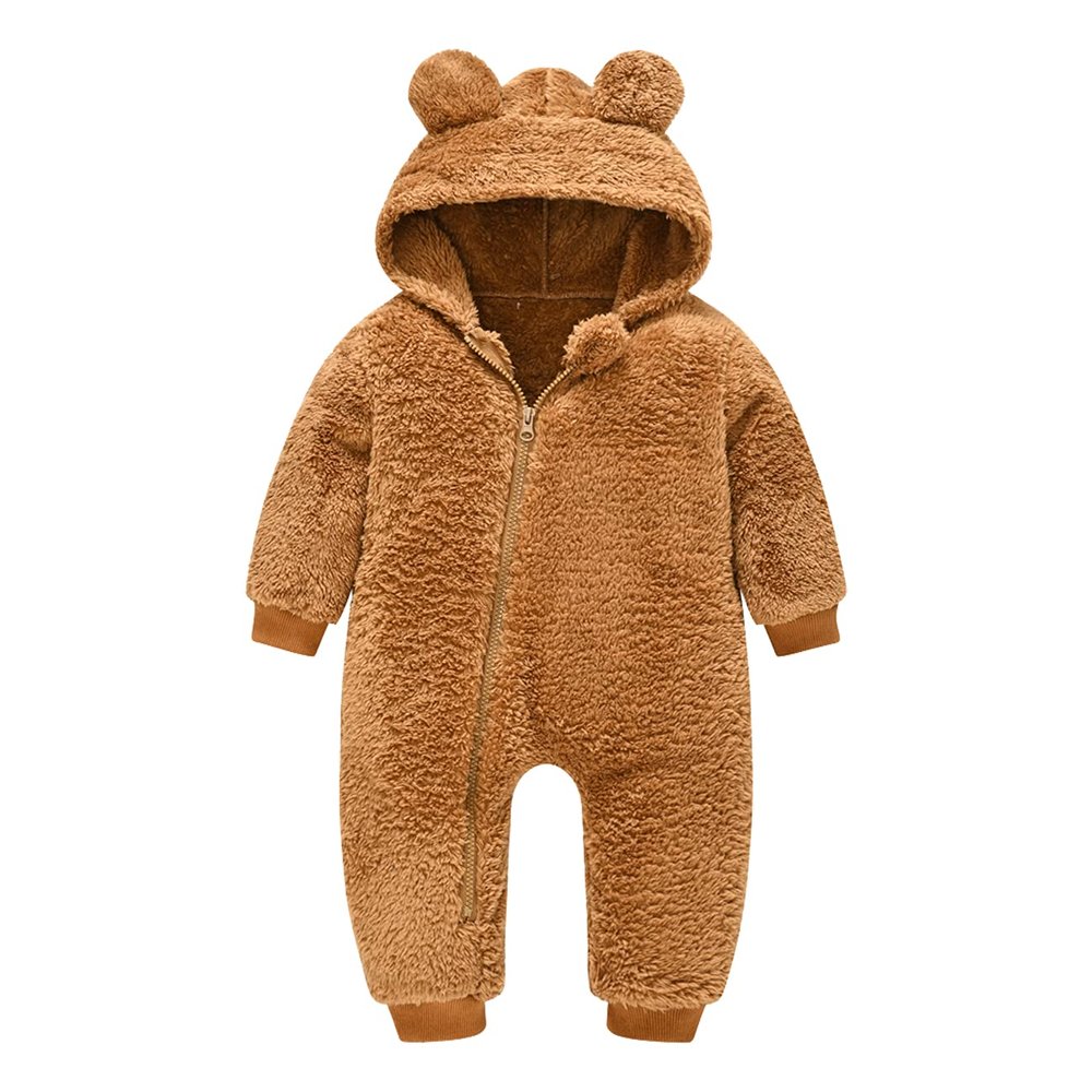 Mokitoni Blue Baby Romper Snowsuit Bear Onesie Cartoon Coat Fleece Jumpsuit 6-12 months