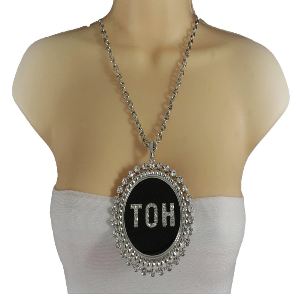 Women Silver Metal Chains Necklace Large HOT Pendant Bling Statement Chunky Necklace