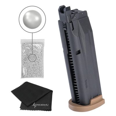 Sg Sauer ProForce M18 Airsoft Green Gas Mag with Wearable4U BBS and Cleaning Cloth Bundle (No Airsoft Pistol)