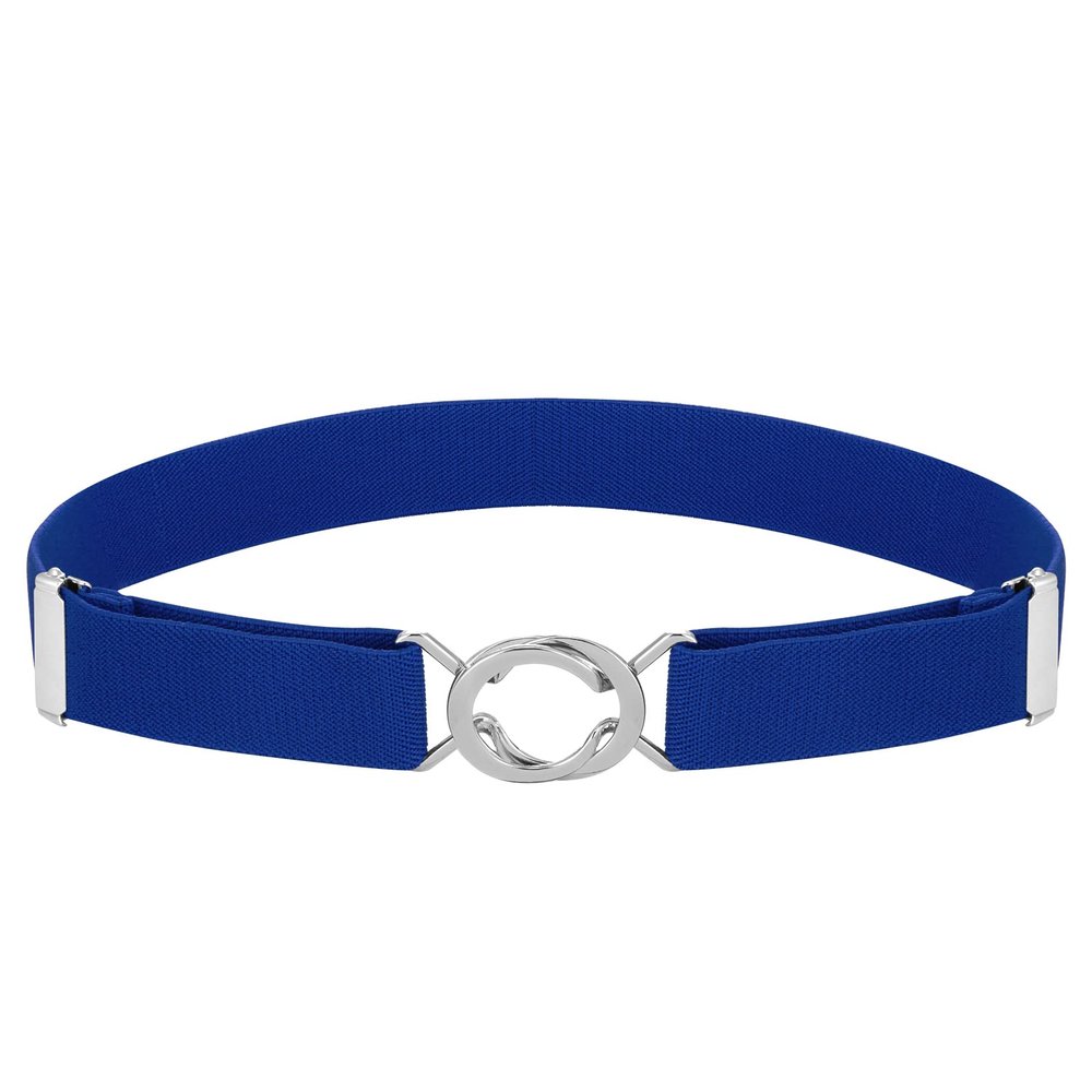 Buyless Fashion Kids Toddlers Baby Adjustable Elastic Stretch Belt with Silver Twisted Buckle - 5095-Royal-Blue
