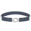 Buyless Fashion Kids Toddlers Baby Adjustable Elastic Stretch Belt with Silver Twisted Buckle - 5095-Denim-Blue view 1