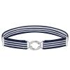 Buyless Fashion Kids Toddlers Baby Adjustable Elastic Stretch Belt with Silver Twisted Buckle - 5095-Navy-White-Stripe view 1