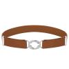Buyless Fashion Kids Toddlers Baby Adjustable Elastic Stretch Belt with Silver Twisted Buckle - 5095-Camel view 1