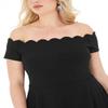 B. Darlin Womens Plus Scalloped Off-The-Shoulder Mini Dress Black 18W view 4