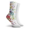Colorful Fashion Compression Socks,Trippy Style Music Notes With Clef Rhythm Tempo Melody Harmony Print,Performance Polyester Cushioned Athletic Crew Socks for Running,Athletic,Multi White -12 inch view 2
