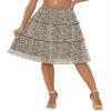 Allegra K Women's Floral Skirts Spring Smocked Elastic Waist A-Line Below Knee Length Ruffle Tiered Skirt Large Black