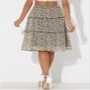 Allegra K Women's Floral Skirts Spring Smocked Elastic Waist A-Line Below Knee Length Ruffle Tiered Skirt Large Black view 4