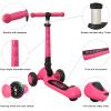 Allek Kick Scooter Foldable F02, 3-Wheel LED Flashing Glider and 4 Adjustable Height with Anti-Slip Thick Deck Push Scooter for Children 3-12yrs (Pink) view 2