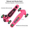 Allek Kick Scooter Foldable F02, 3-Wheel LED Flashing Glider and 4 Adjustable Height with Anti-Slip Thick Deck Push Scooter for Children 3-12yrs (Pink) view 4