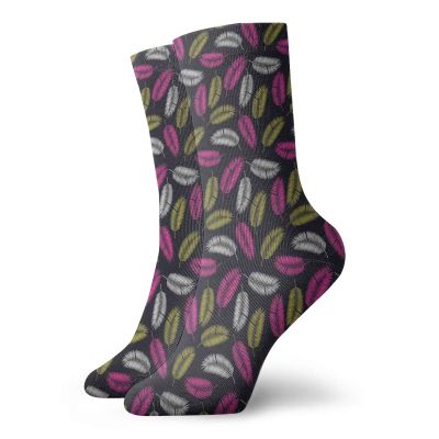 GULTMEE Funky Colorful Cushion Sport Socks,Tropical Leafage Pastel Toned Feminine Feathers Beach Ocean Vibes Illustration,Athletic Cushioned Running Performance Crew Socks For Men/Women, -12 inch
