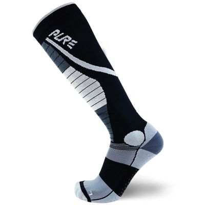 Pure Athlete Lifting Socks- Weightlifting Shin Guards, Deadlift Protector Compression Sock for Cross Training & Weightlift (Black/Grey, Small)